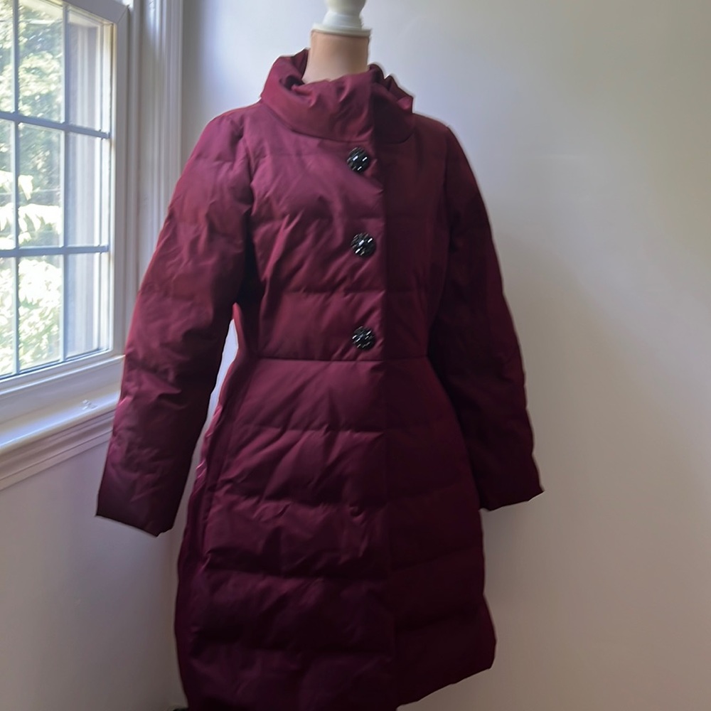 Kate Spade Down Fitted Puffer Jacket Bow Tie Back & Jeweled Buttons (14)